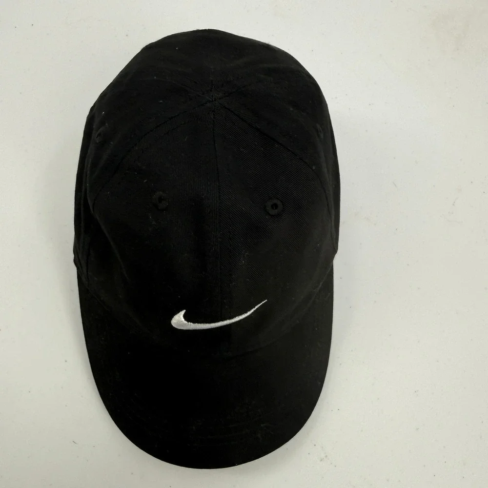 Nike Club Cap Kids Size 4-7‎ Black Embroidered Swoosh Adjustable Cotton Hat